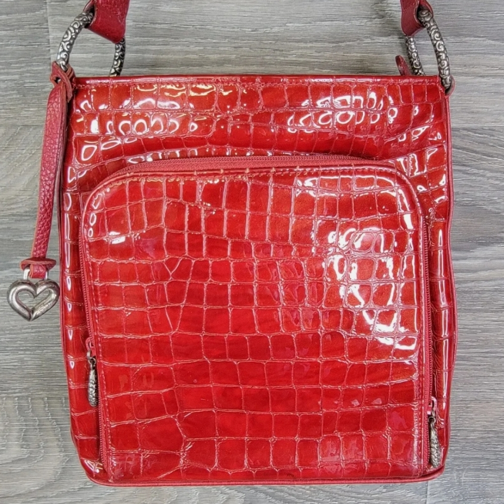 Vintage Brighton Red Croc Embossed Leather Handbag